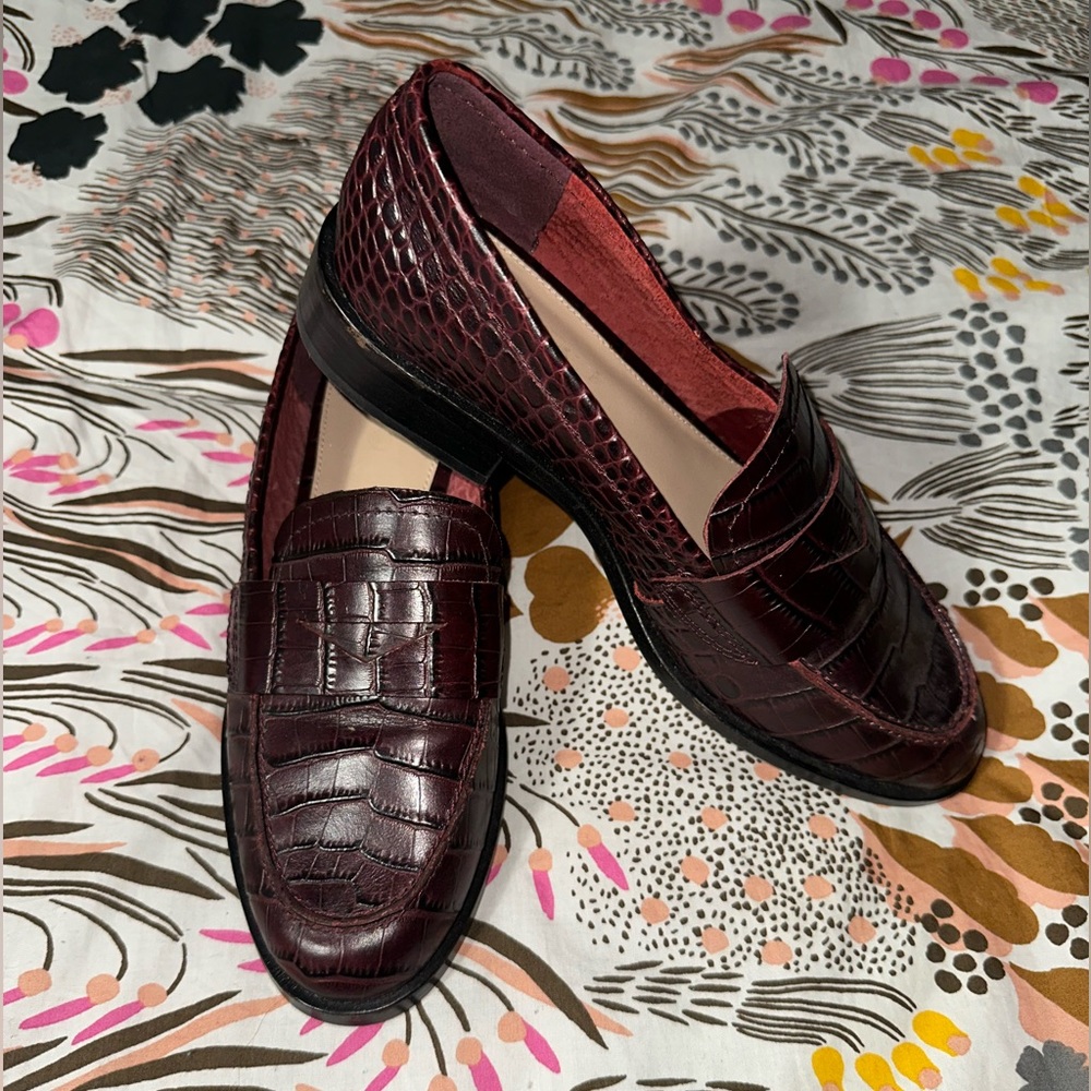 ALDO Women’s burgundy crocodile loafers